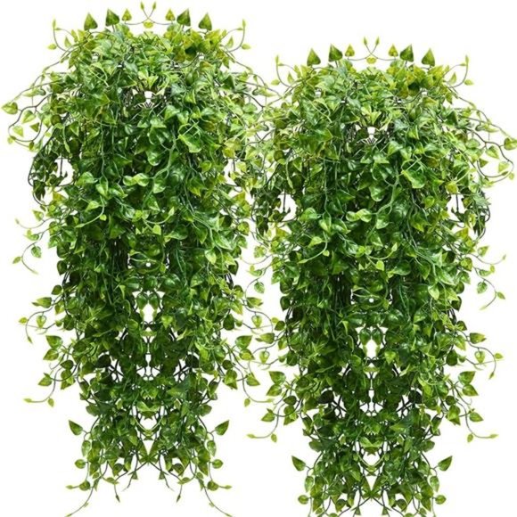 2pcs Artificial Hanging Plants 32-in Fake Hanging Plant Fake Ivy Vine Outdoor - Picture 1 of 7
